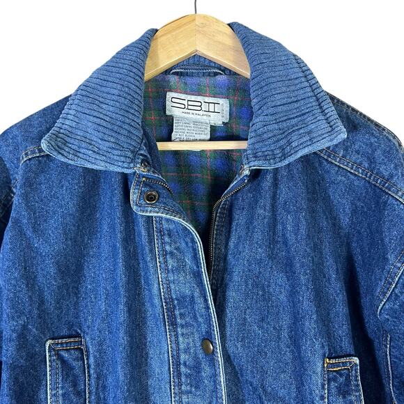 Vintage SBII by Betterman Denim Jacket Mens L Chore Flannel Lined Workwear - Picture 3 of 9